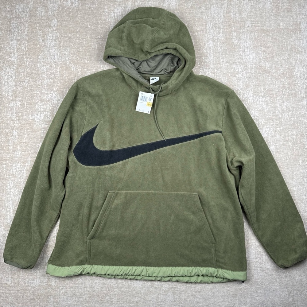 Nike Olive Green Hoodie with Black Swoosh